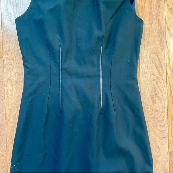 Elie Tahari black sheath dress with leather detailing - Picture 3 of 5